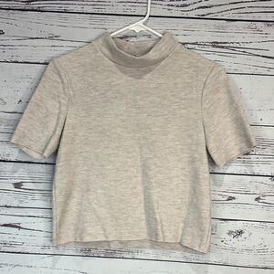 Zara Light Gray Mock Neck Crop Top